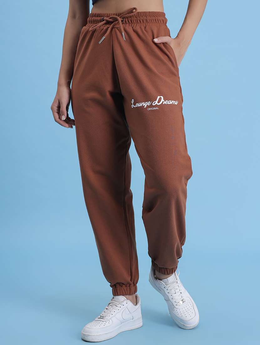 women placement printed high rise joggers
