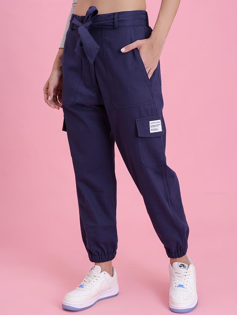 women plain high rise cargos - 21646581 - Standard Image - 1
