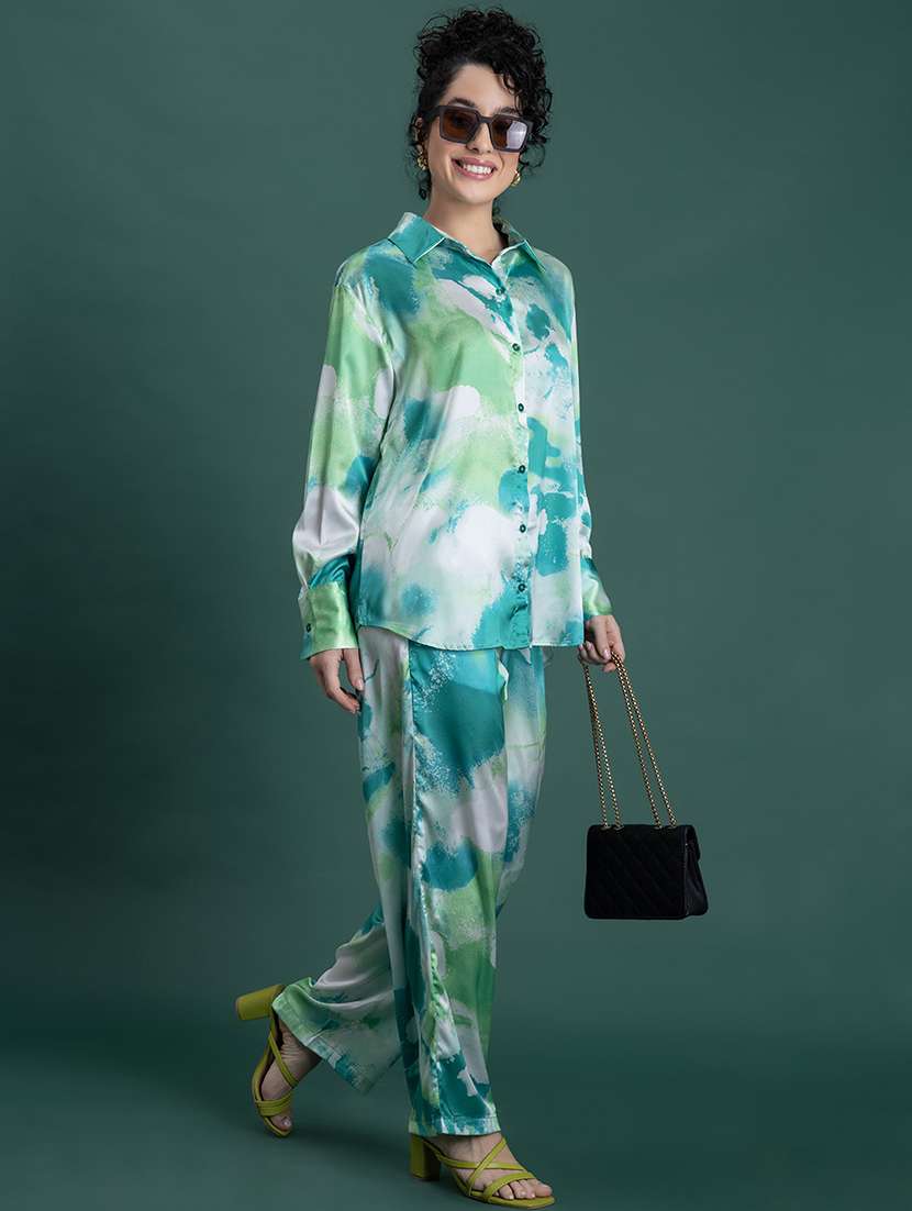 women printed shirt and trouser co-ord sets