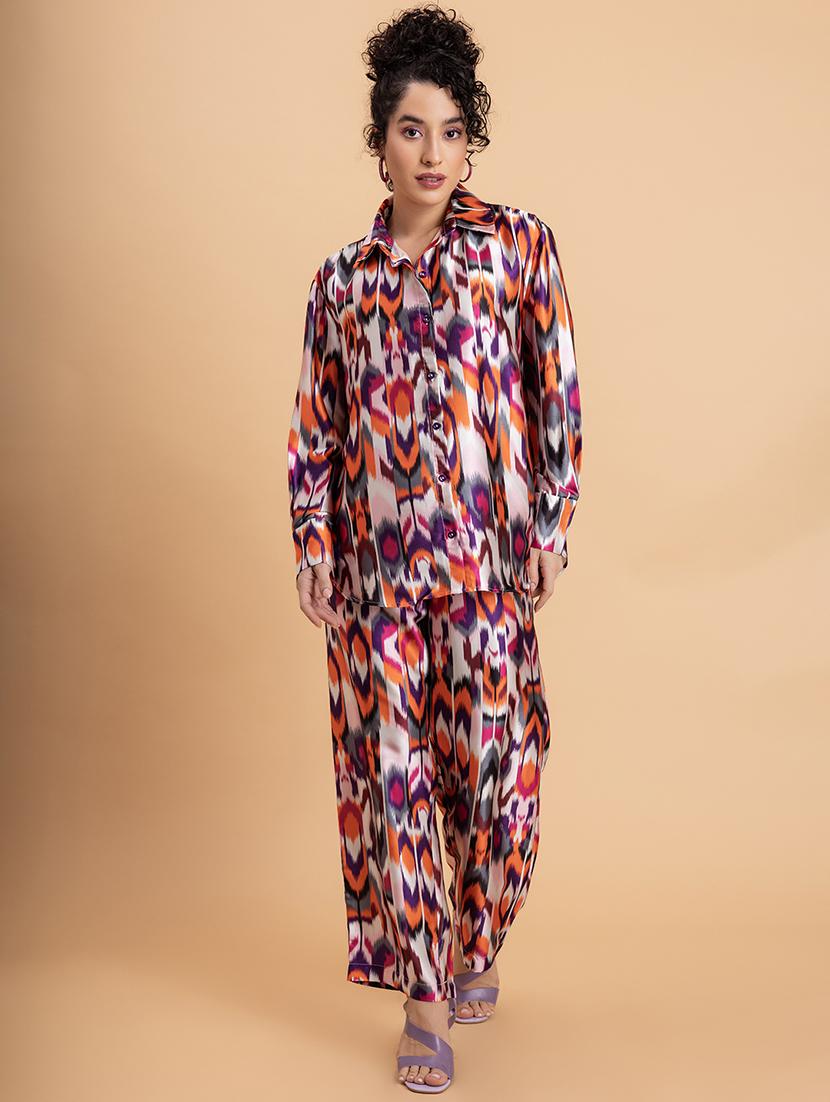 women printed shirt and trouser co-ord sets - 21646584 -  Zoom Image - 0