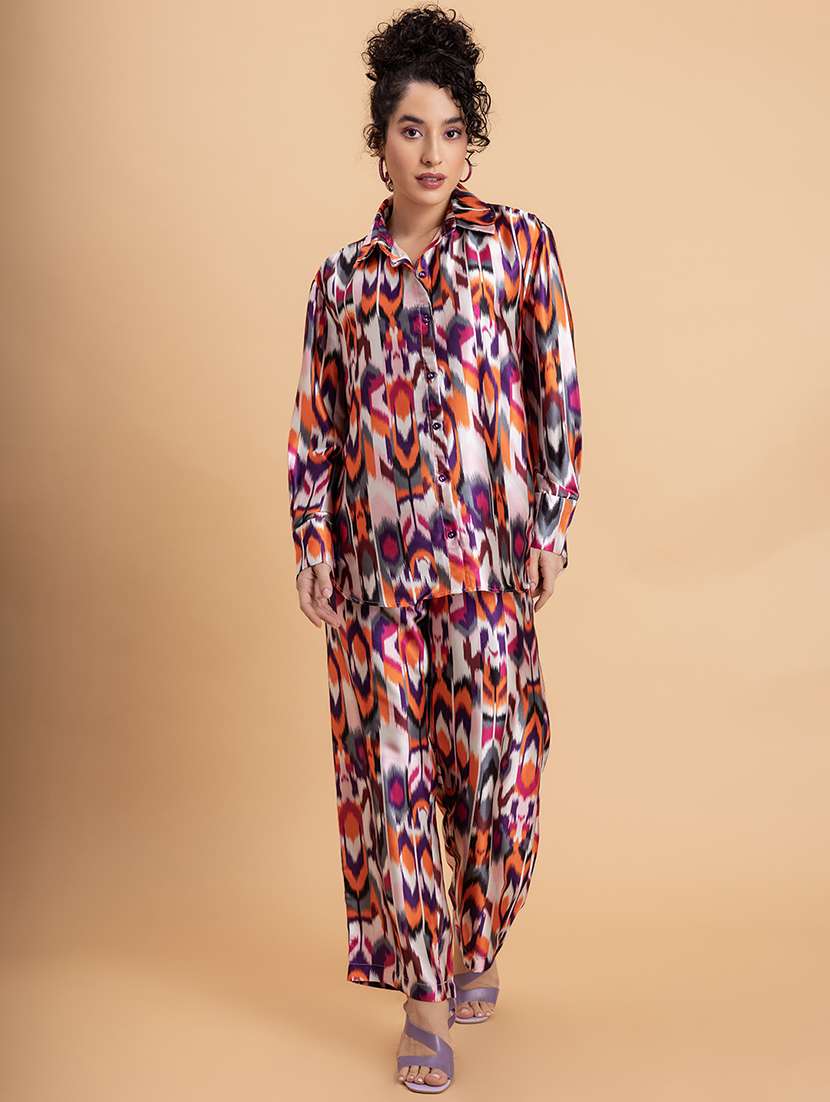 Women Printed Shirt And Trouser Co Ord Sets