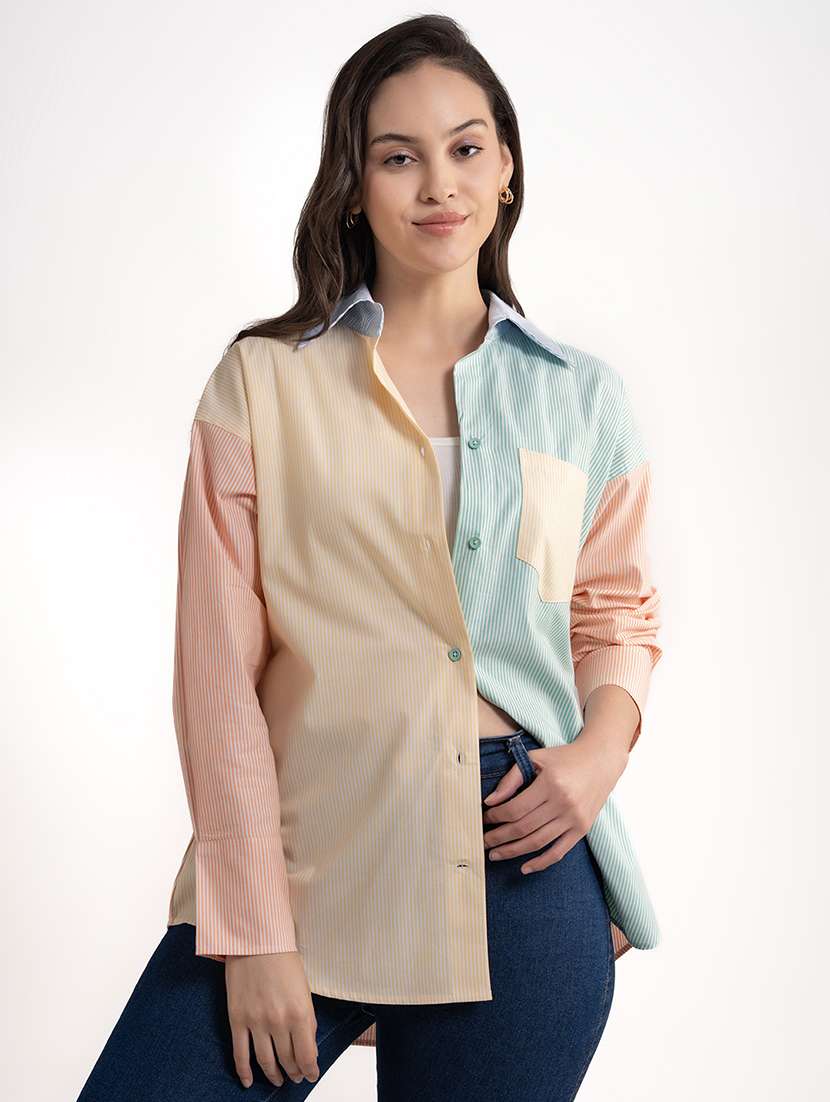 women multi color printed long sleeve shirt