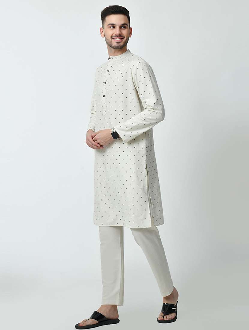 men printed mandarin neck long kurta - 21646609 -  Standard Image - 1