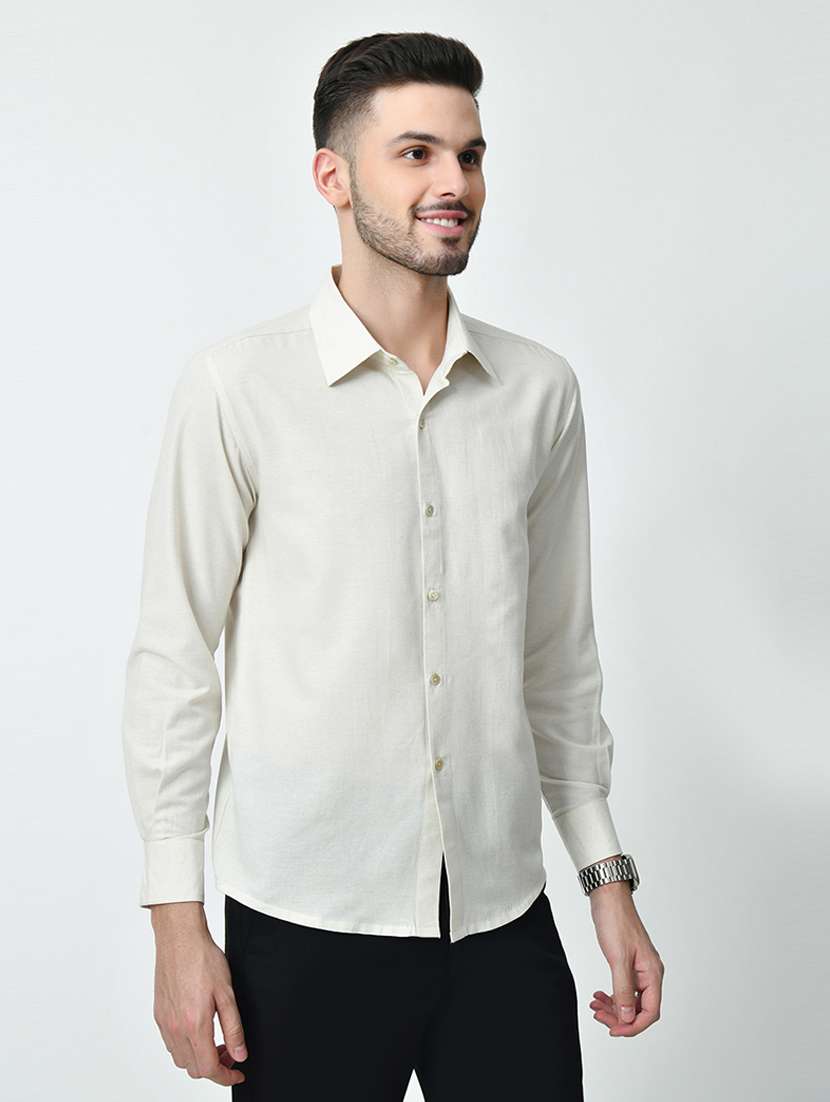 men regular fit solid long sleeve casual shirt - 21646640 -  Standard Image - 1