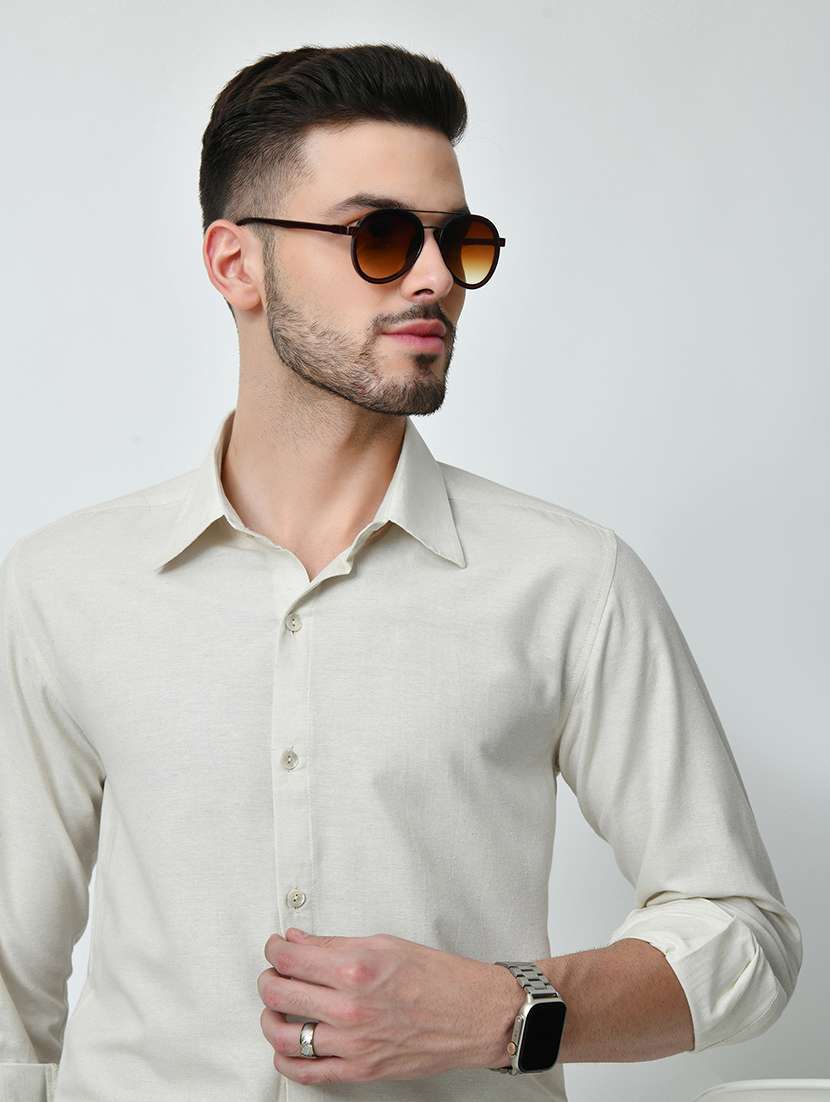 men regular fit solid long sleeve casual shirt - 21646640 -  Standard Image - 4