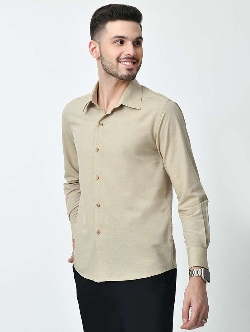 men regular fit solid long sleeve casual shirt - 21646641 -  Standard Image - 1