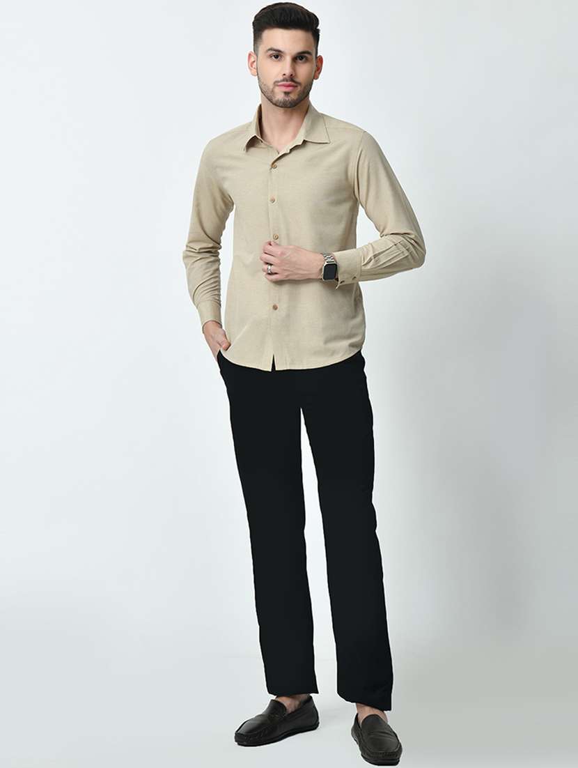 men regular fit solid long sleeve casual shirt - 21646641 -  Standard Image - 4