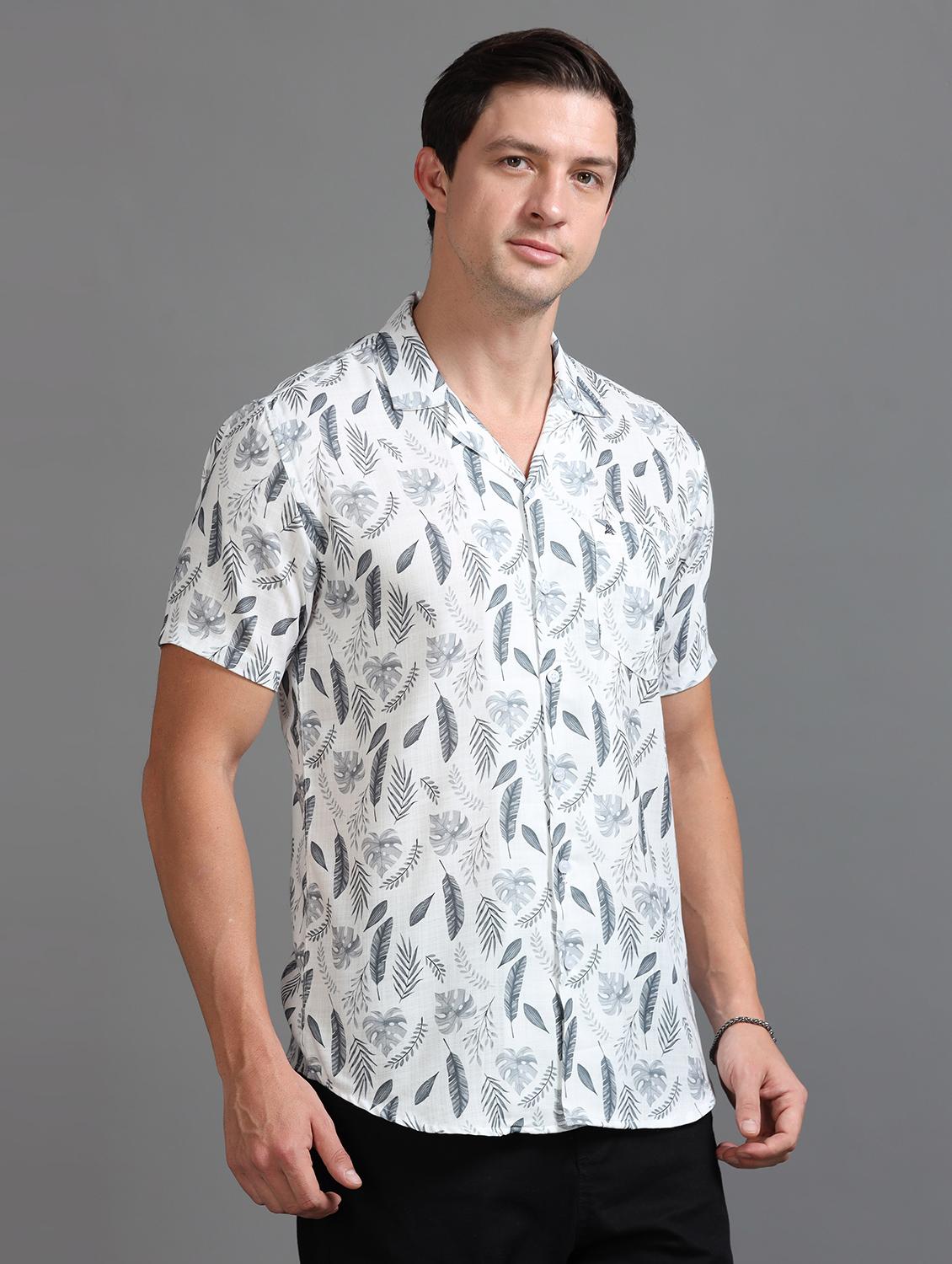 men printed short sleeves casual shirt - 21646680 - Standard Image - 1