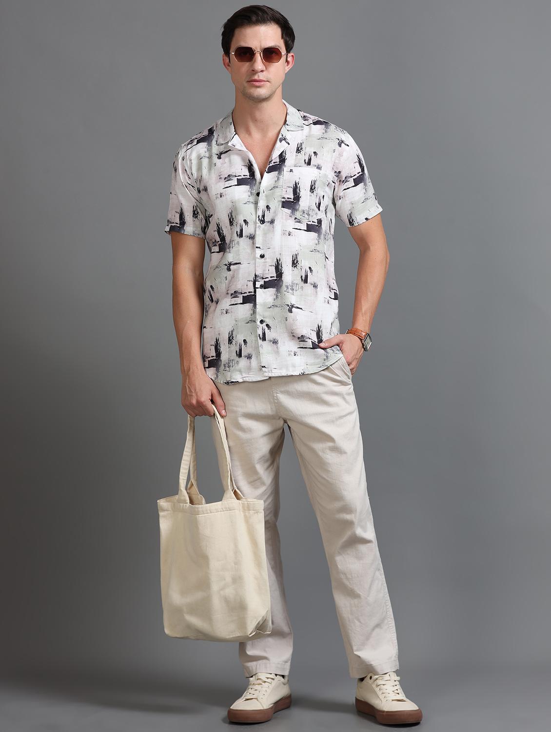 men printed short sleeves casual shirt - 21646681 - Standard Image - 4