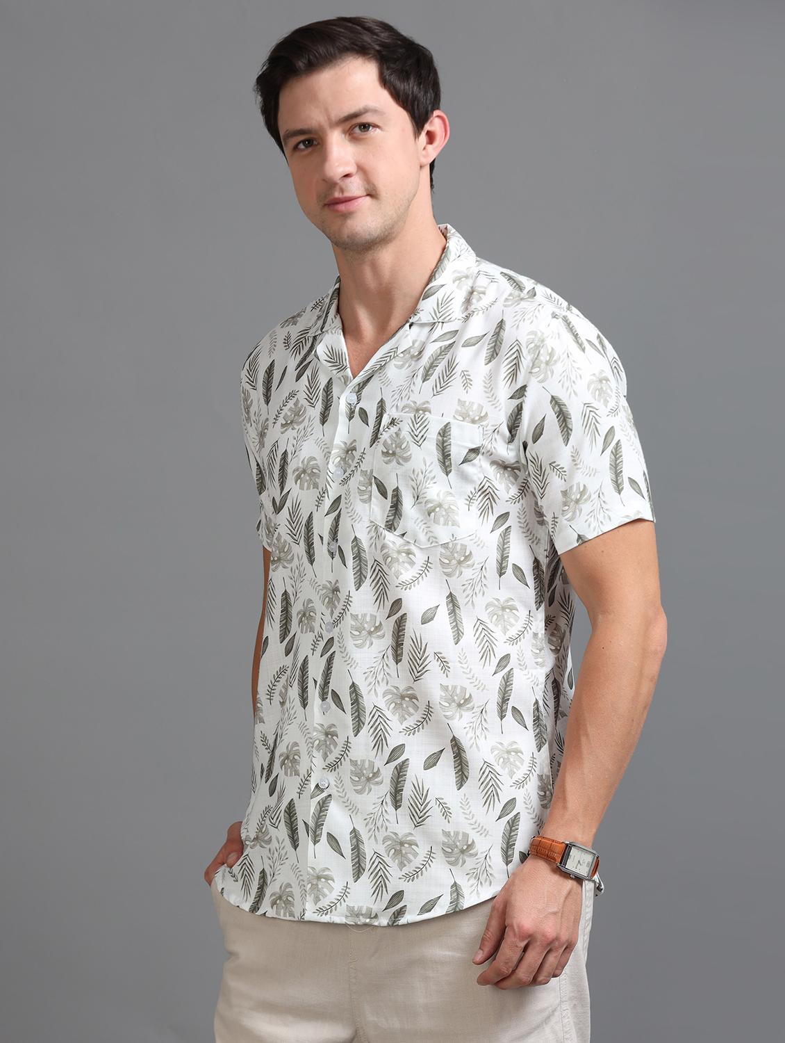 men printed short sleeves casual shirt - 21646682 - Standard Image - 1