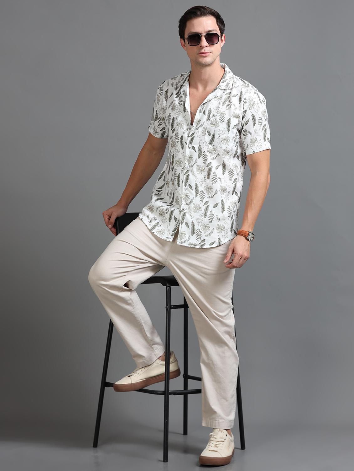 men printed short sleeves casual shirt - 21646682 - Standard Image - 4