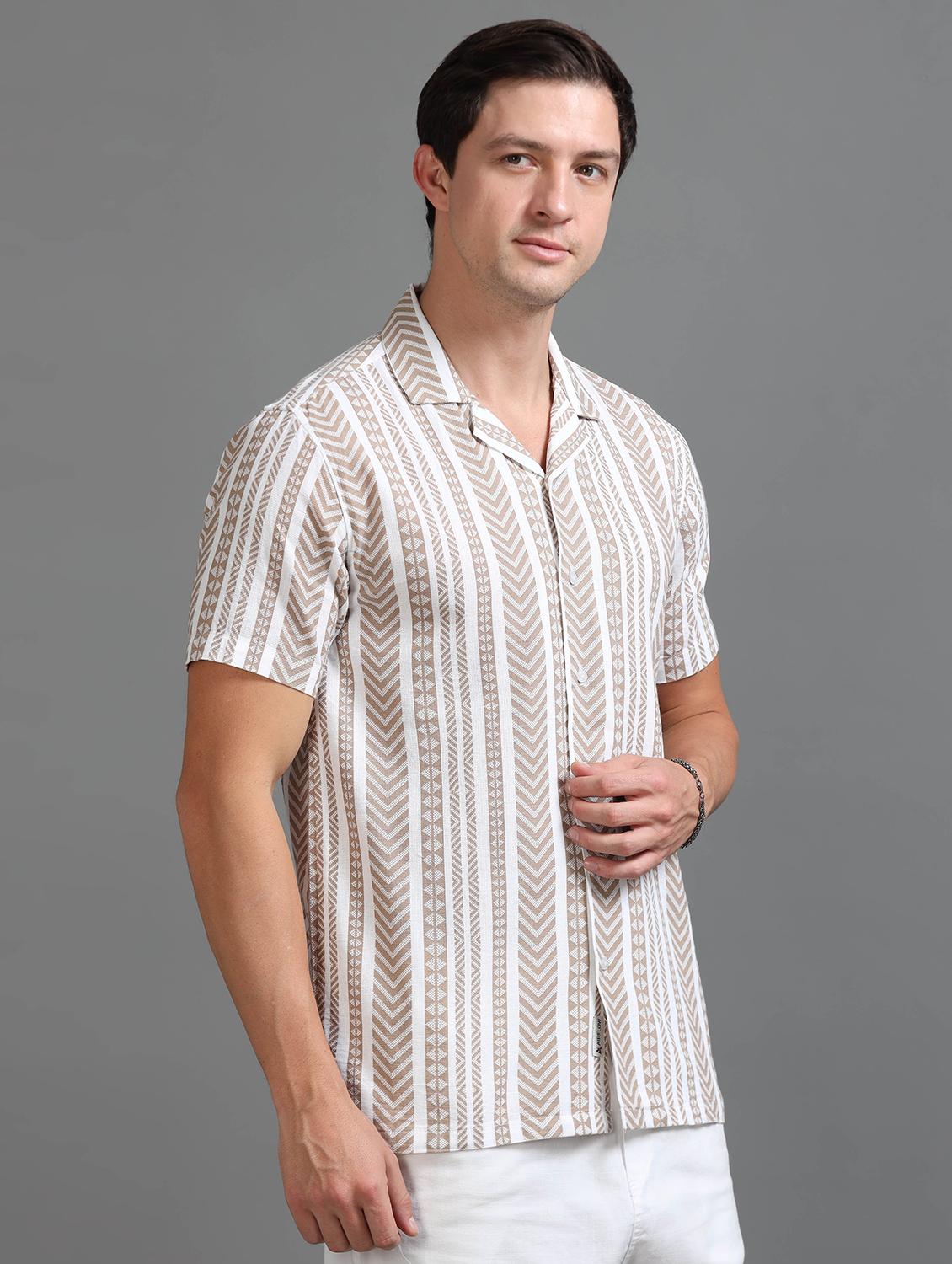 men printed short sleeves casual shirt - 21646685 - Standard Image - 1