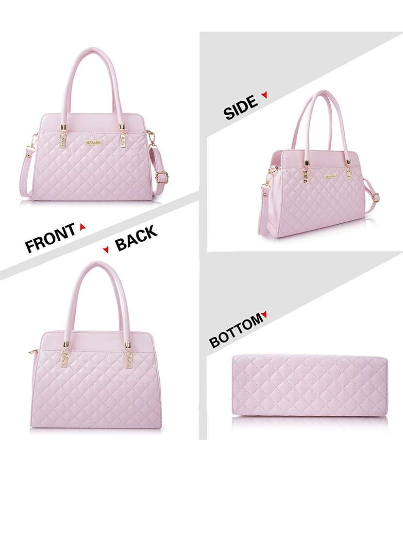 women pink textured handbag - 21646716 -  Standard Image - 1