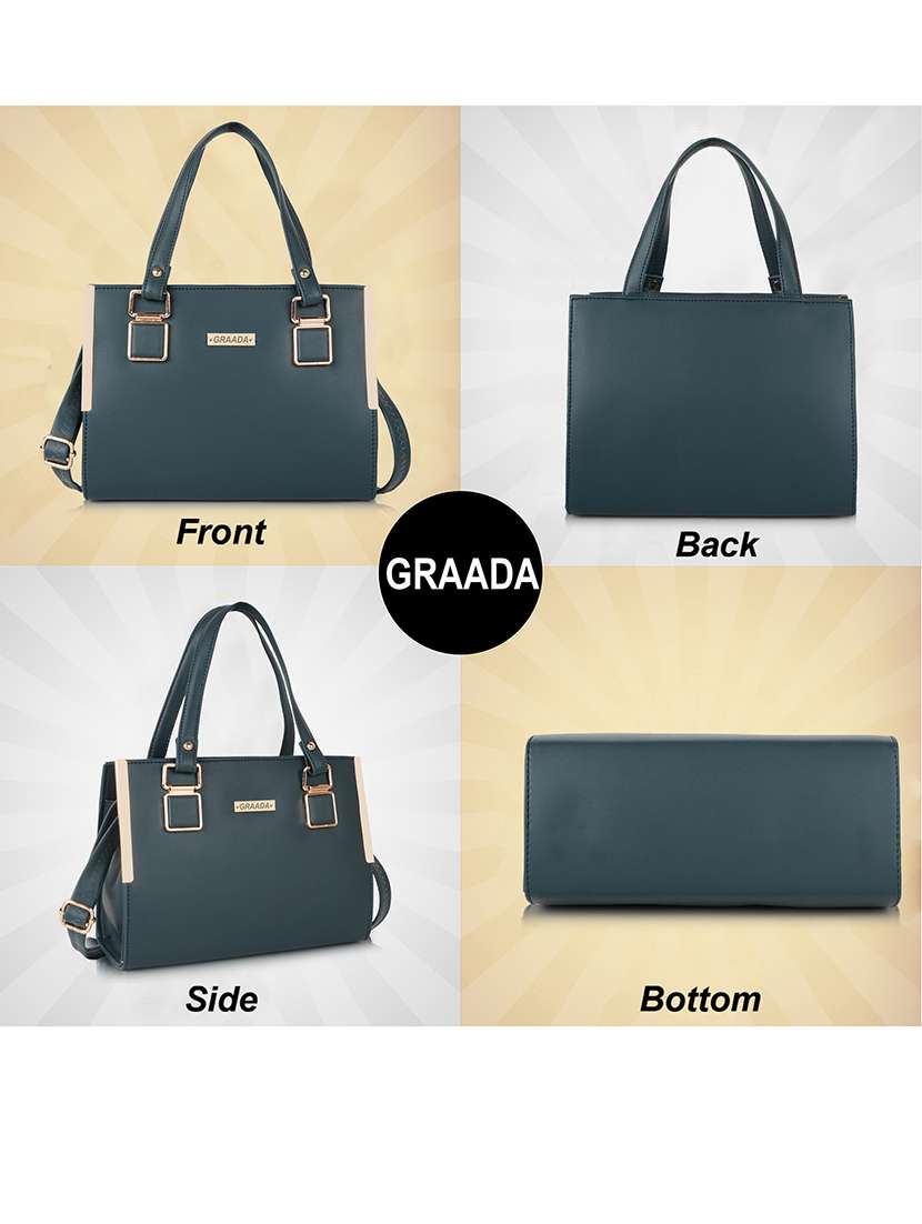 women teal plain handbag - 21646718 -  Standard Image - 1