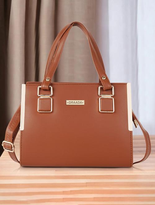 women tan plain handbag - 21646721 - Standard Image - 0