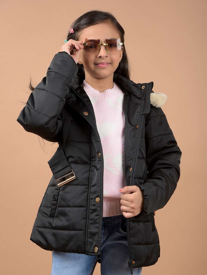 girls solids long sleeve quilted jacket
