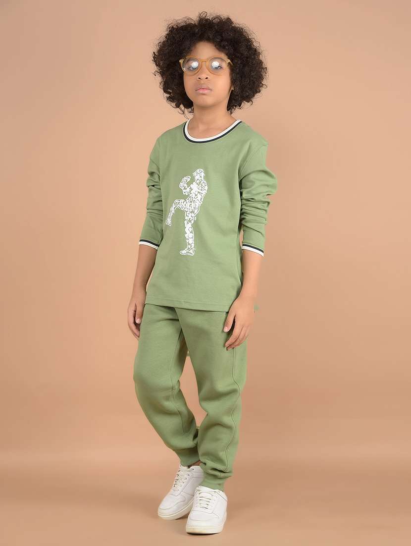 boys green solid jogger - 21646754 -  Standard Image - 4