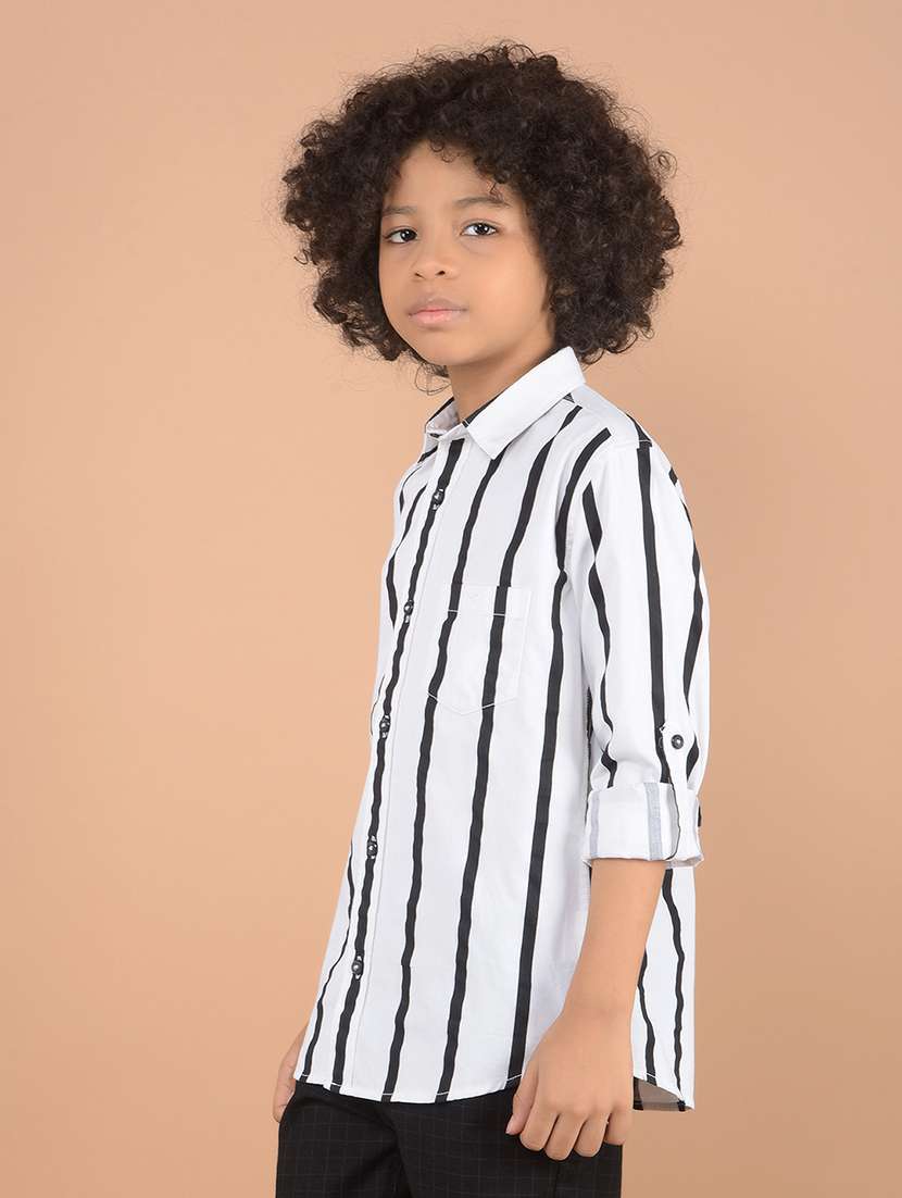 boys white stripes long sleeve shirts - 21646757 -  Standard Image - 1