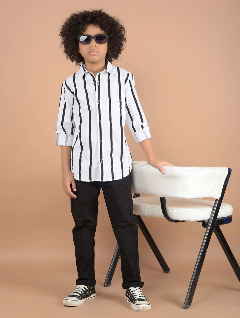 boys white stripes long sleeve shirts - 21646757 -  Standard Image - 4