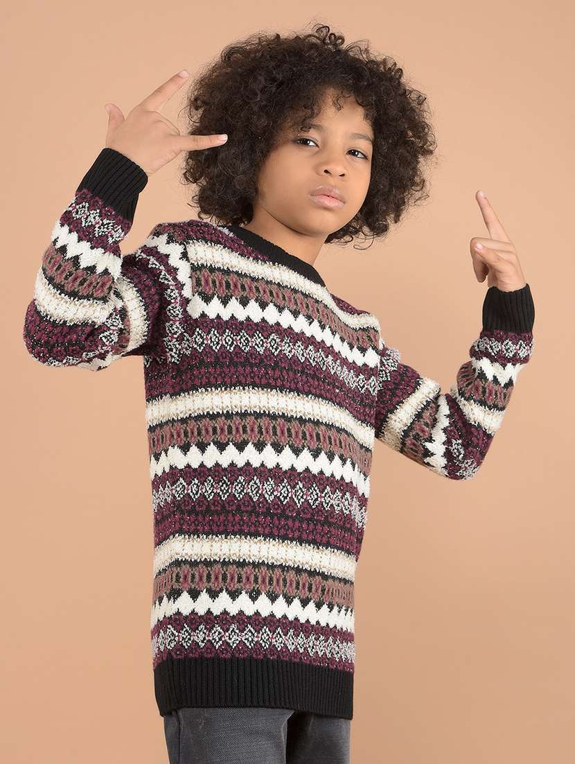 boys self design long sleeve sweaters - 21646764 - Standard Image - 1