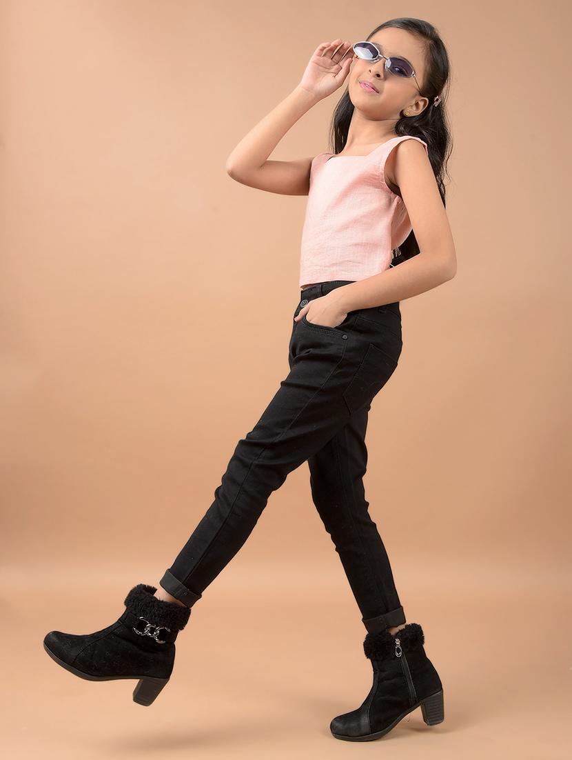 girl peach solid sleeveless top - 21646800 - Standard Image - 4