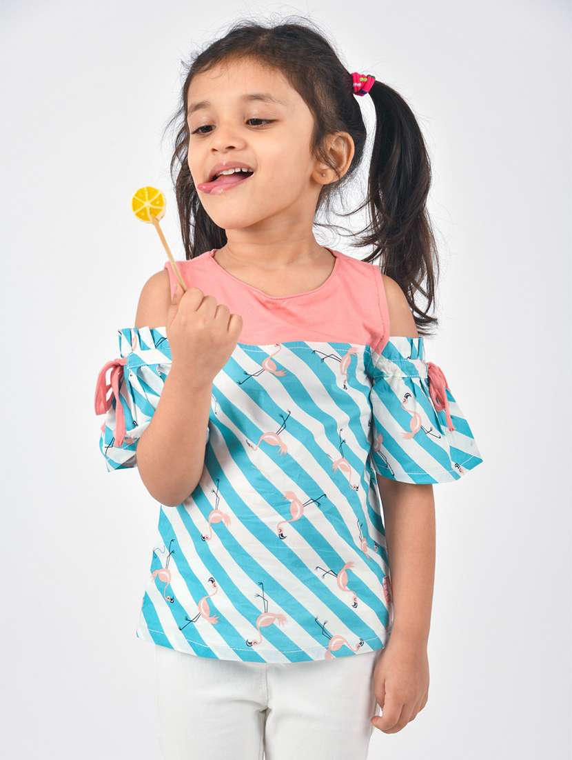 girls round neck printed top - 21646863 -  Standard Image - 1