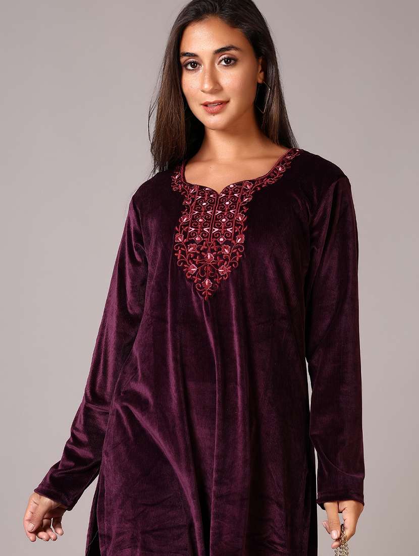 women purple embroidered kurta palazzo set  - 21646901 -  Standard Image - 4
