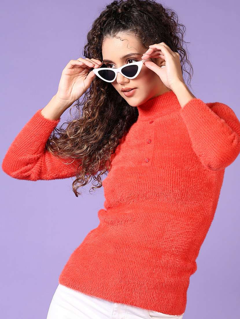 women solid long sleeves pullover - 21646904 -  Standard Image - 1