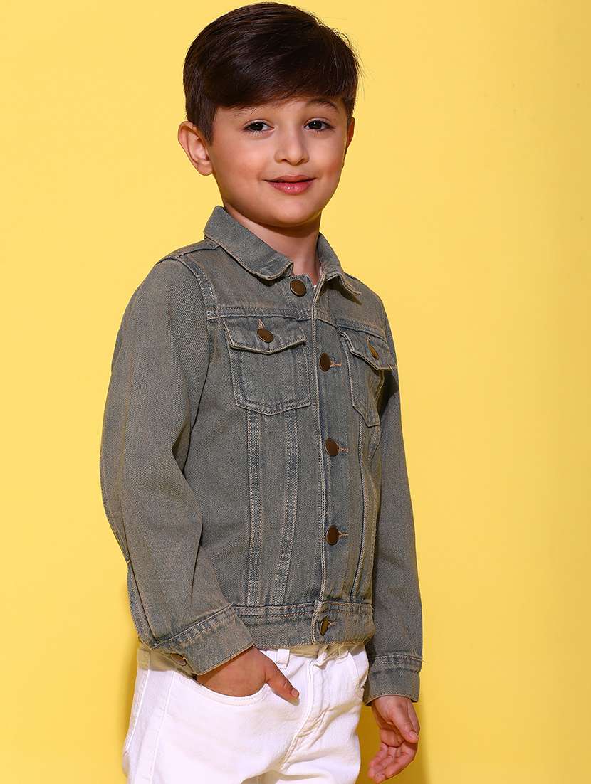 boys solid long sleeve denim jacket - 21647098 -  Standard Image - 1
