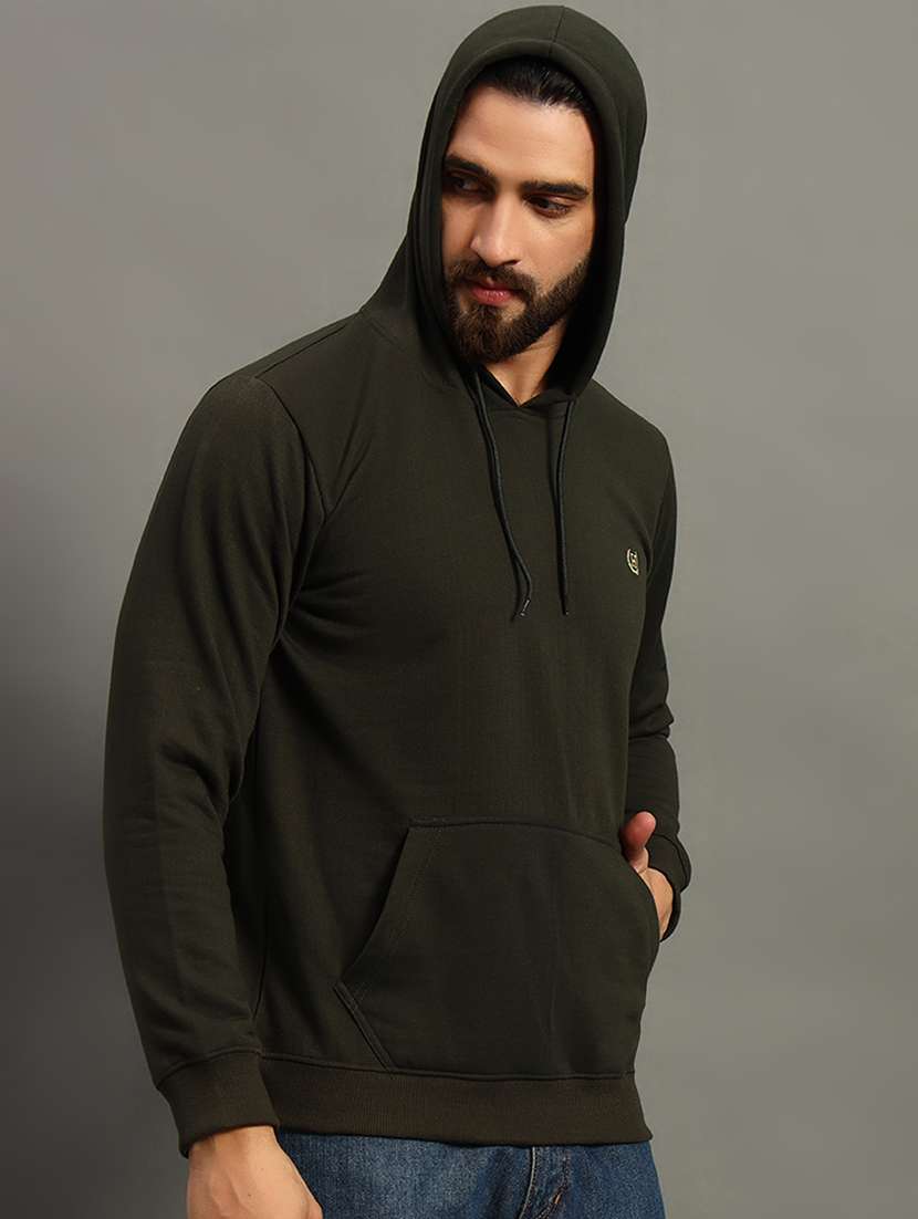 men solid regular fit hooded sweatshirt - 21647104 -  Standard Image - 1