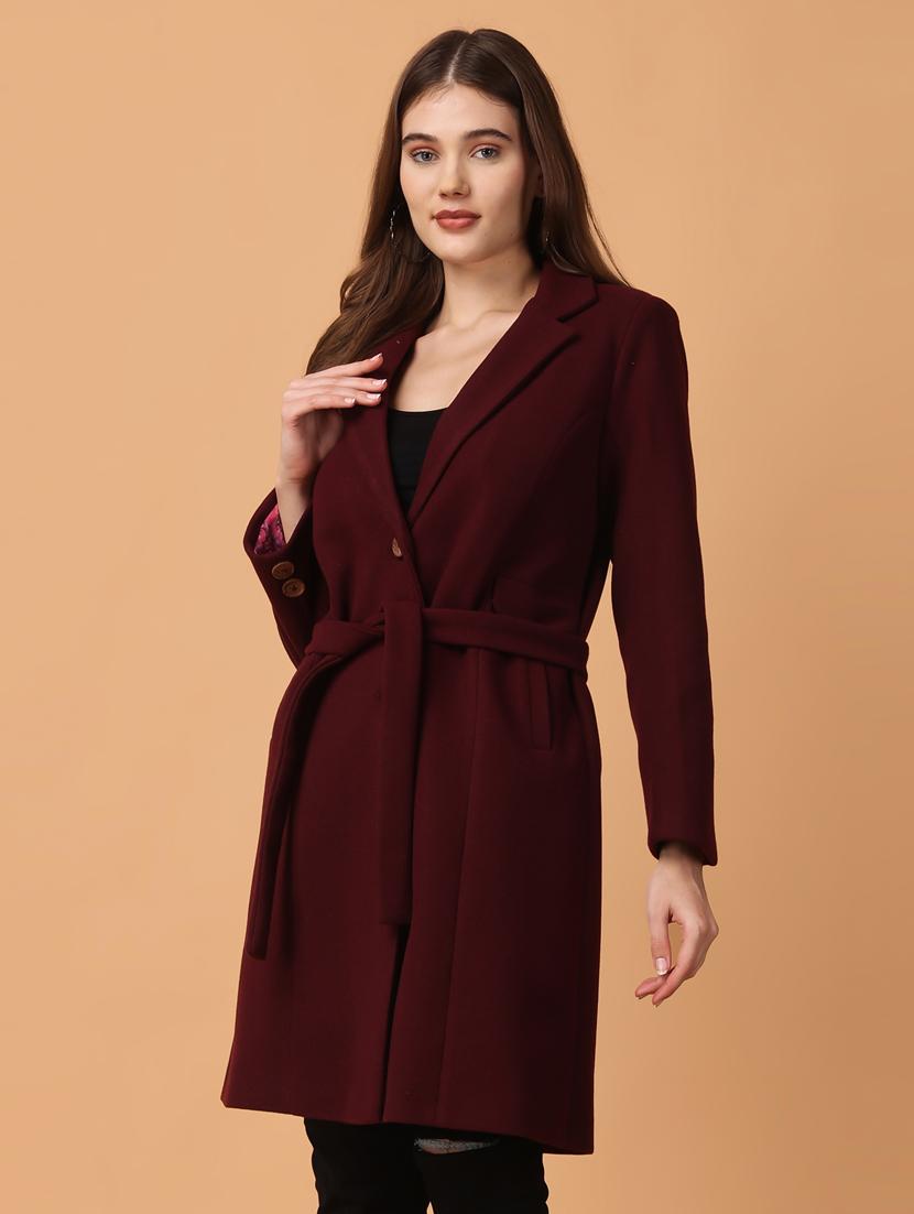 women lapel neck solid trench coat - 21647159 - Zoom Image - 0