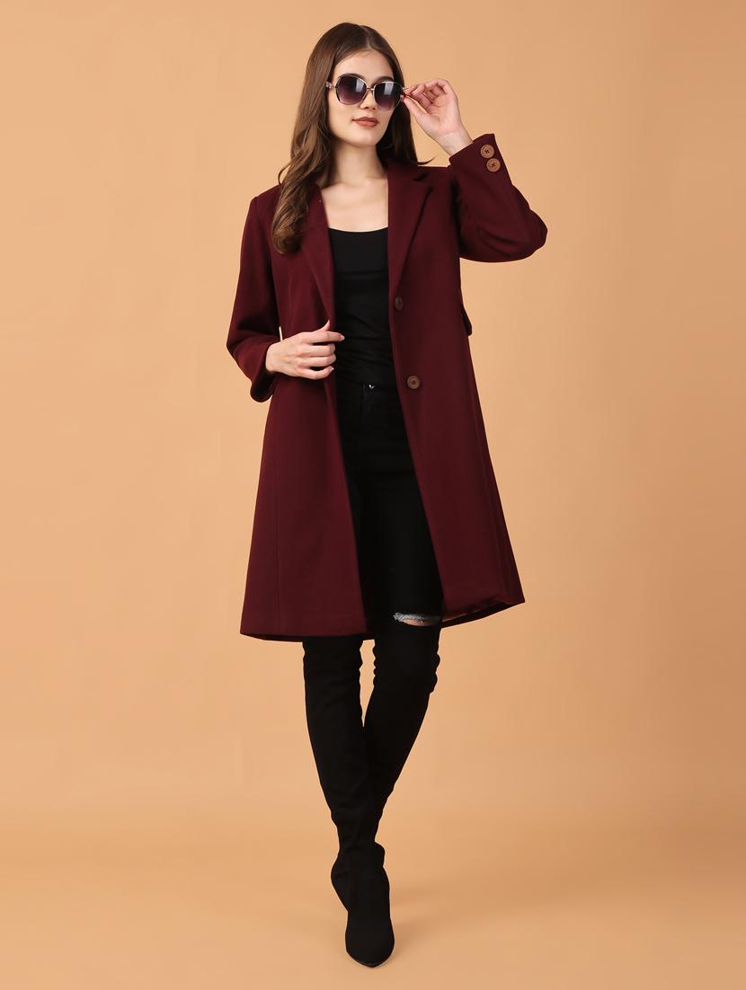 women lapel neck solid trench coat - 21647159 - Standard Image - 1
