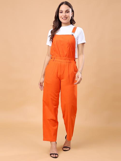 women solid adjustable strap dungaree - 21647167 - Standard Image - 0