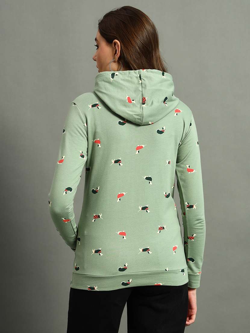 women neo mint all over print hooded sweatshirt - 21647234 -  Standard Image - 1