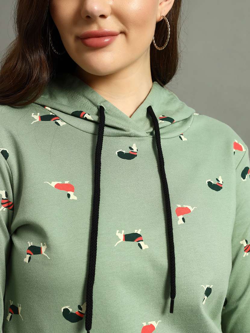 women neo mint all over print hooded sweatshirt - 21647234 -  Standard Image - 4