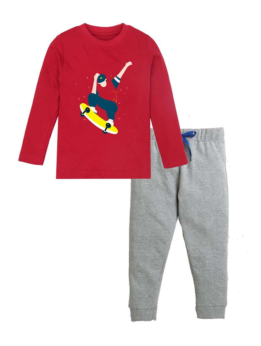 boys printed t-shirt & joggers set