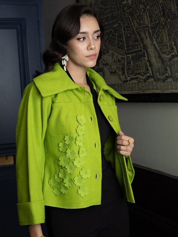 women green long sleeve regular jacket - 21647256 - Standard Image - 1