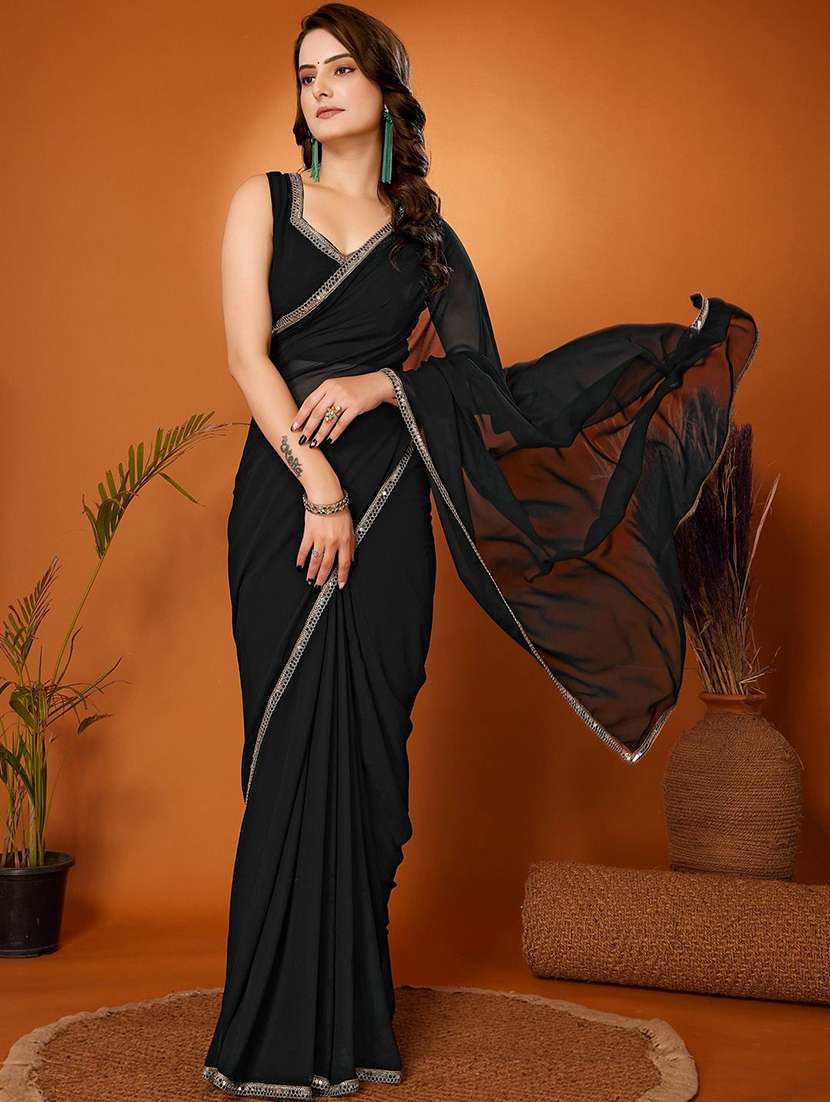 women lace bordered saree with blouse
