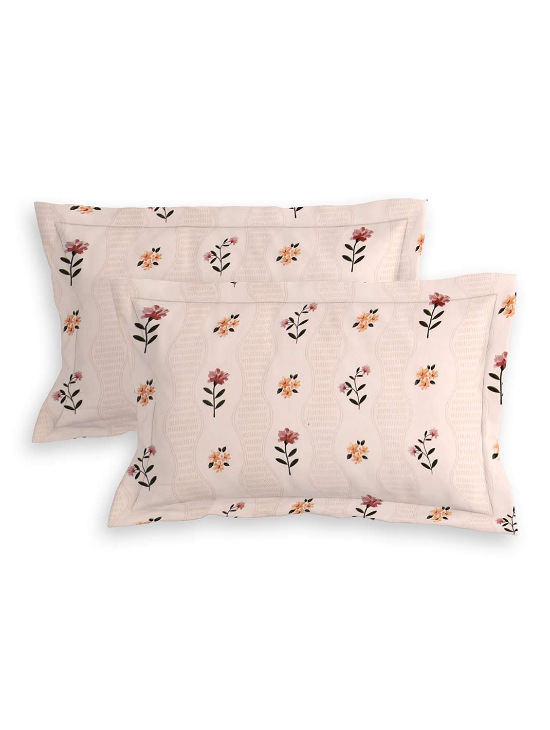 quirky home rome collection premium cotton blend 180 tc flat double wrinklefree bedsheet with 2 pillow covers, beige flower - 21647274 - Standard Image - 1