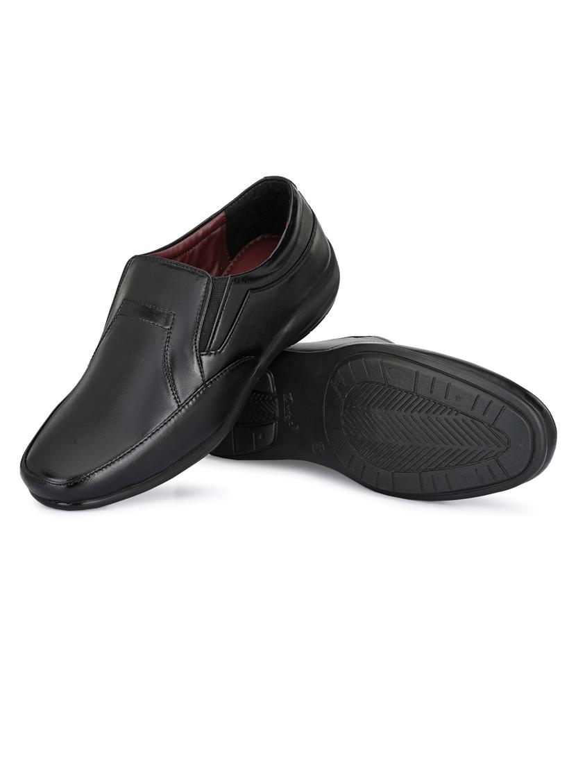 men black plain slip on formal shoes - 21647300 - Standard Image - 4