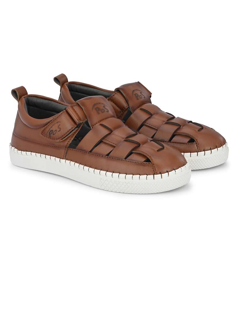 men plain slip on velcro sandals - 21647320 - Standard Image - 1