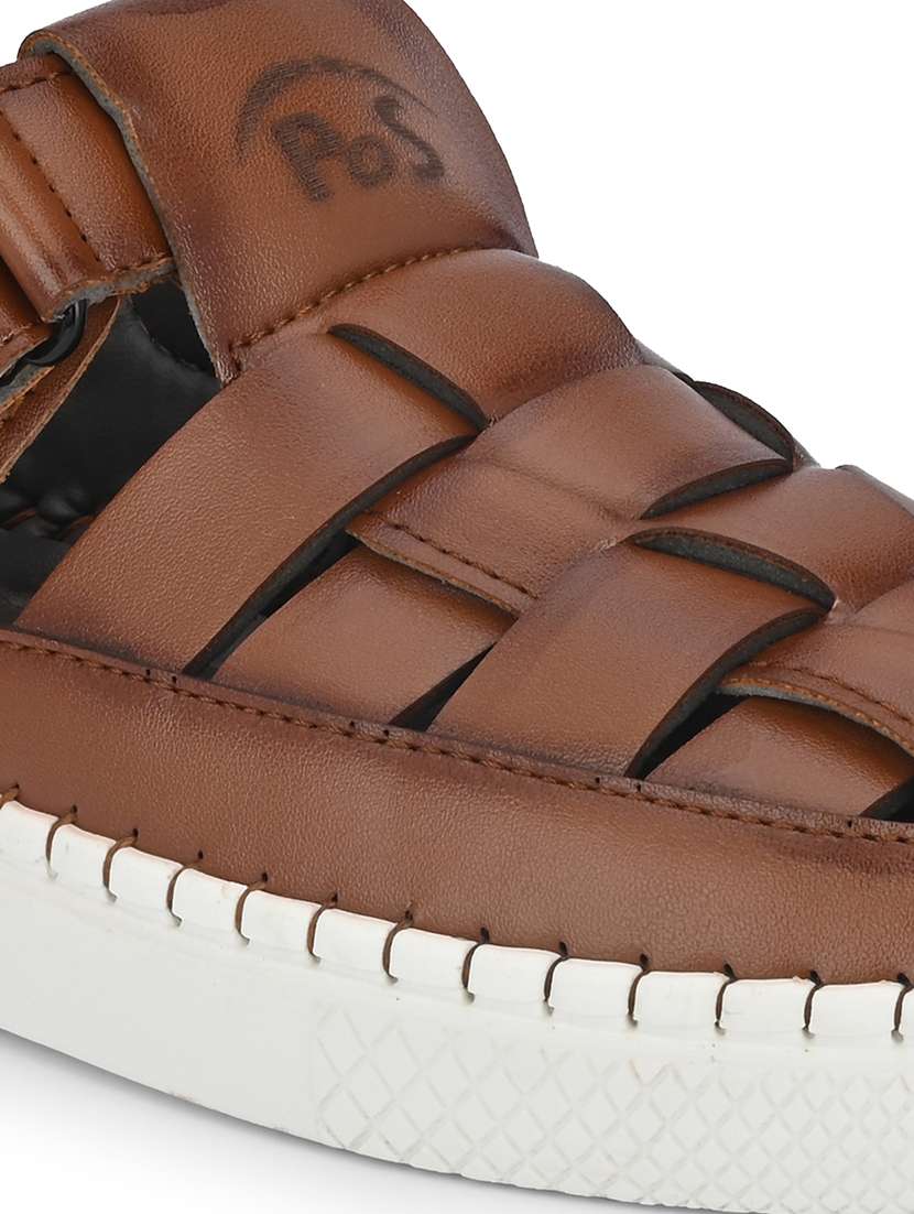 men plain slip on velcro sandals - 21647320 - Standard Image - 4