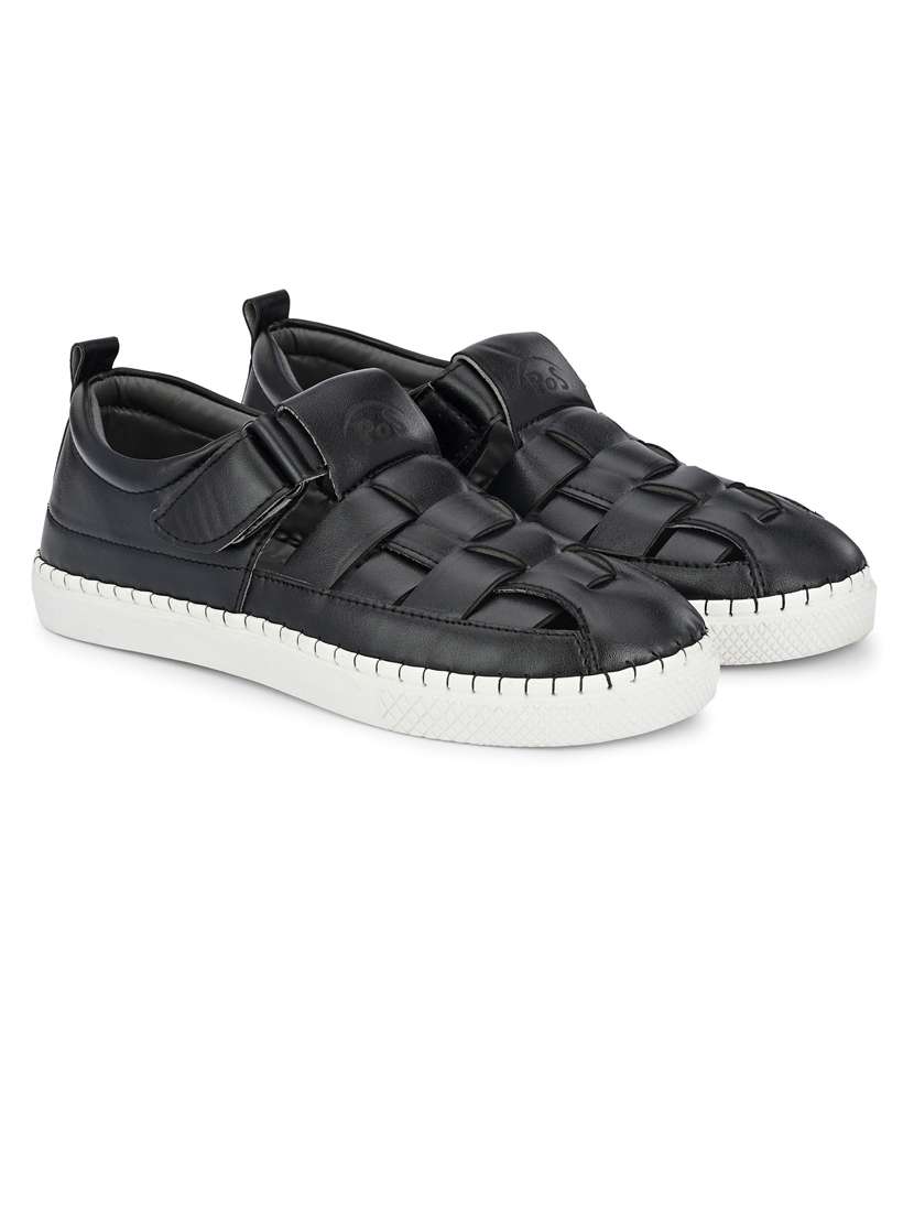 men plain slip on velcro sandals - 21647327 - Standard Image - 1