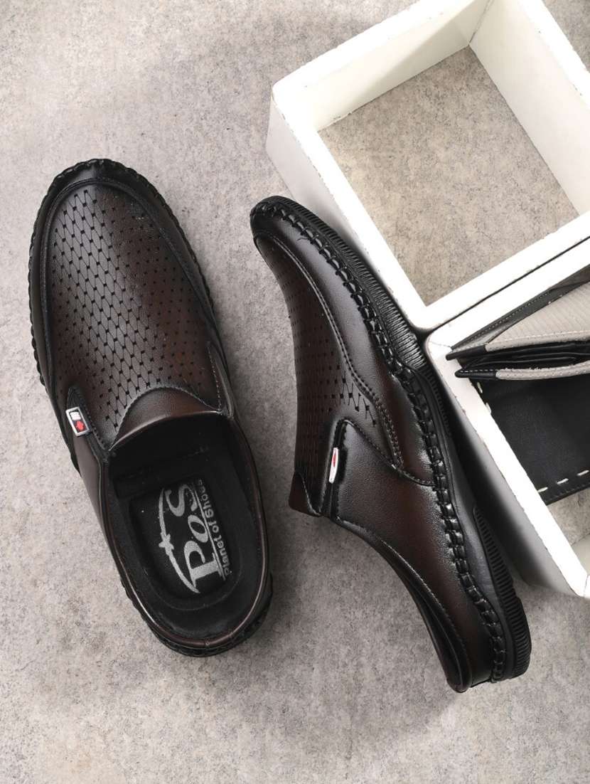 men brown slip on sandals