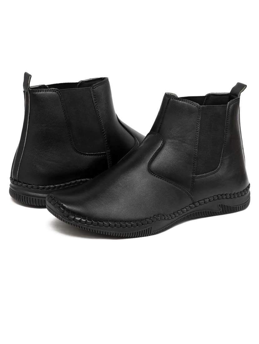 men black slip on boots - 21647359 -  Standard Image - 1