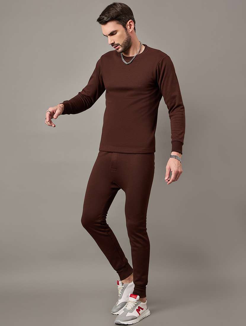 men solid fleece thermal set - 21647392 -  Standard Image - 1