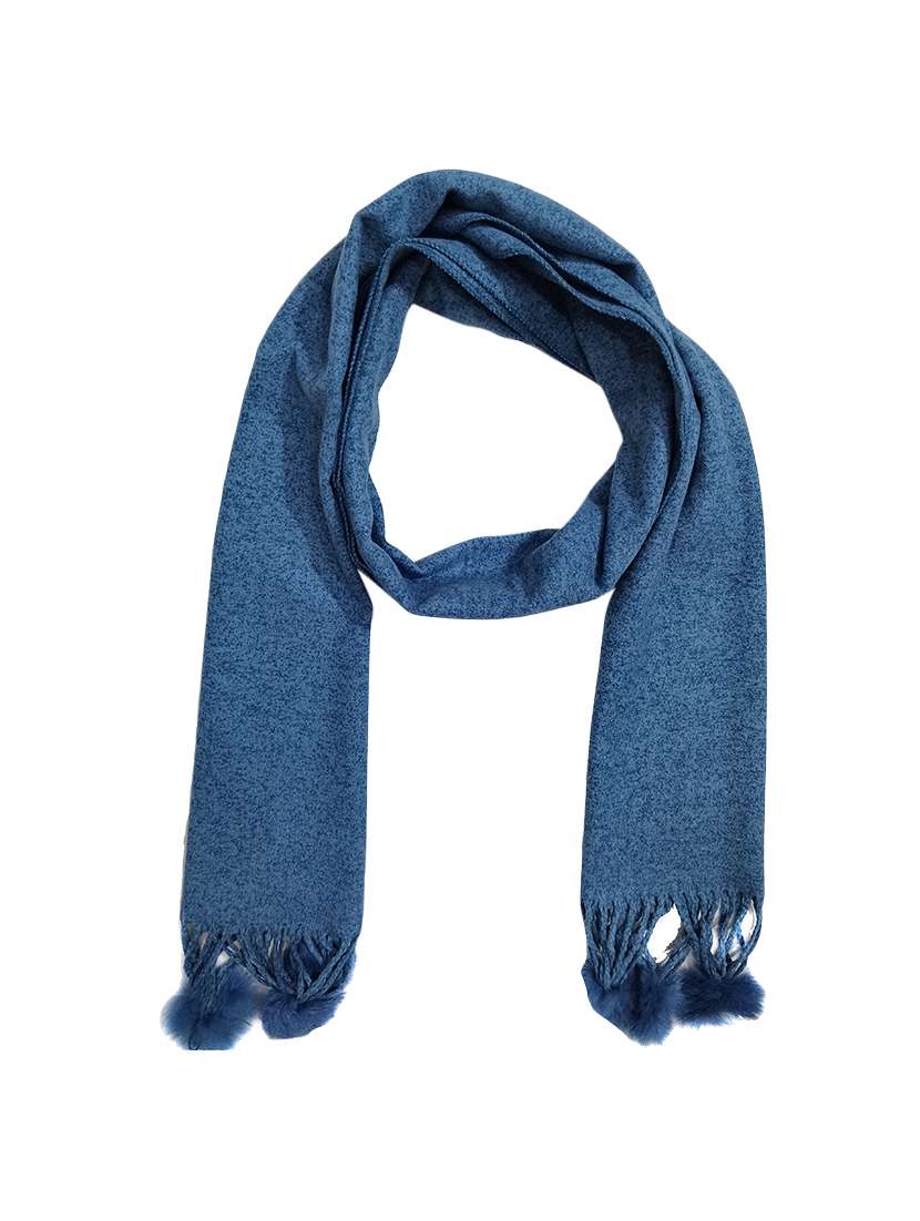 women elegant self design muffler with pom-pom edges