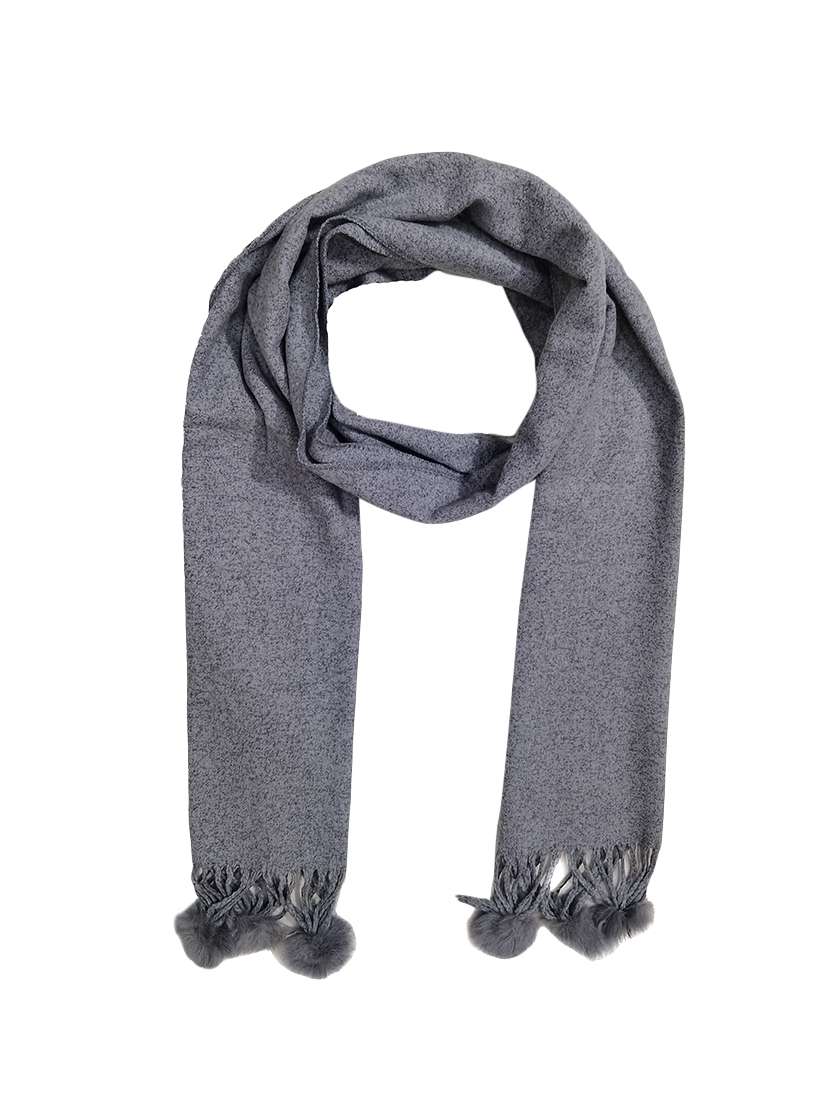 women elegant self design muffler with pom-pom edges