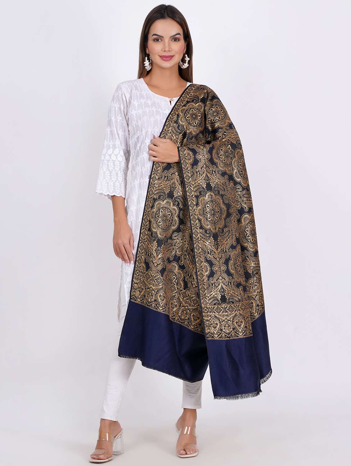 women elegant self design shawls  - 21647983 -  Standard Image - 1