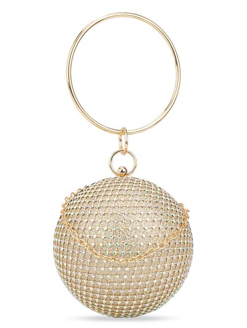 gold women hand-held bag embellished bangle handle small circle party with detachable chain strap - 21648252 -  Standard Image - 0